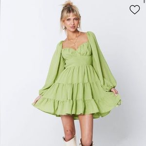 DANNY LONG SLEEVE MINI DRESS GREEN